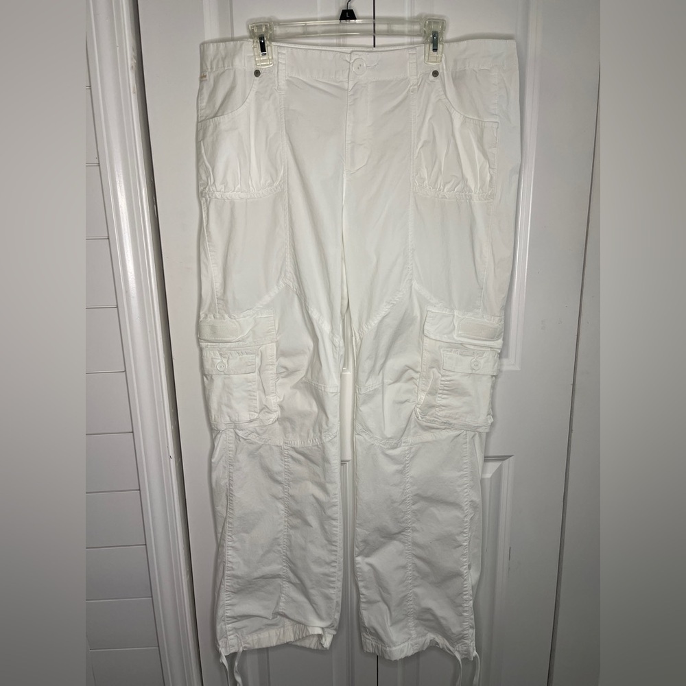 Fubu White Cargo Pants Size 18 Parachute Pants Baggy 90s Vintage Women’s Cargo